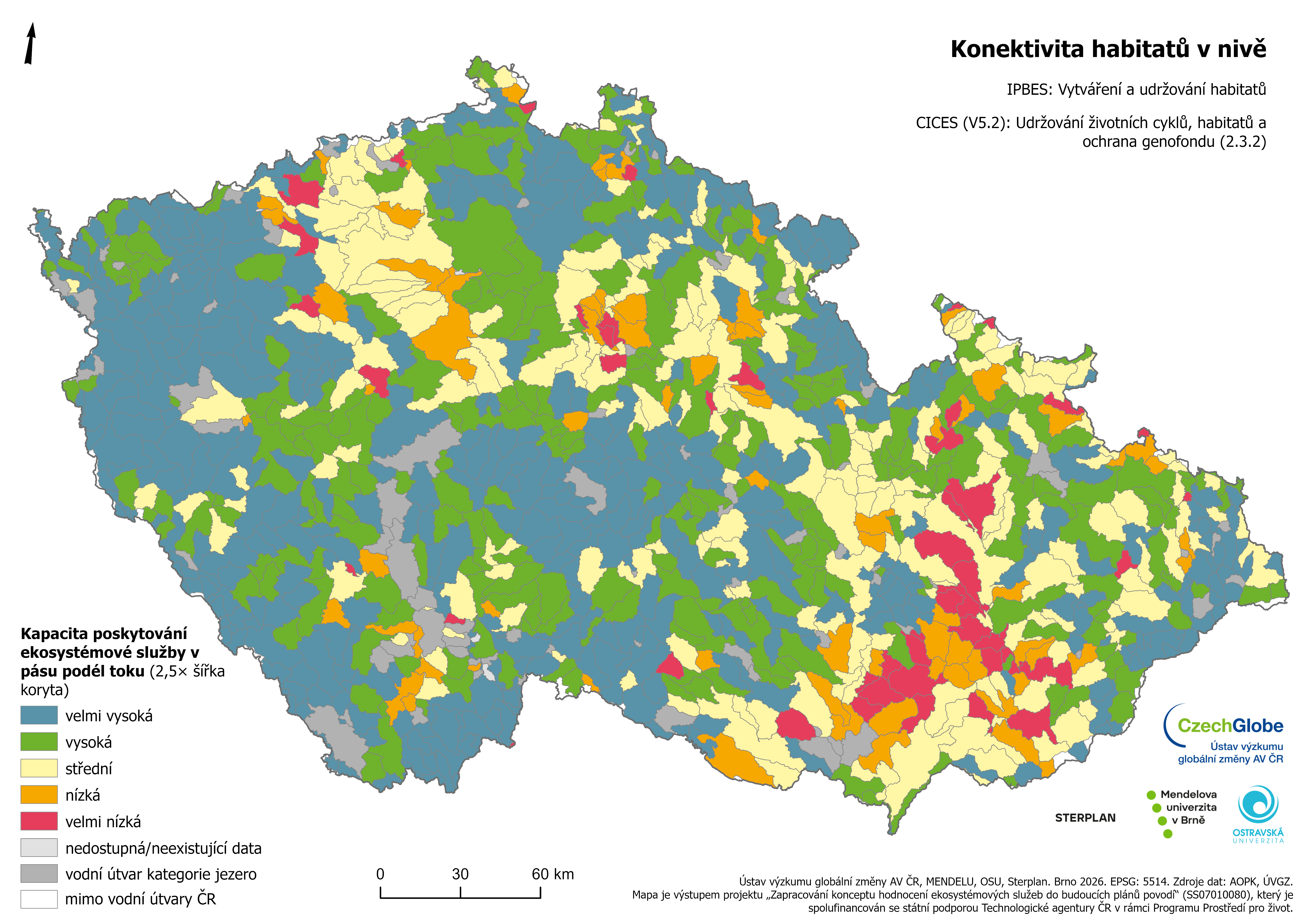 13b - Konektivita habitatů v pásu podél toku